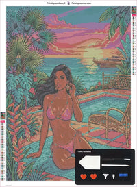 Thumbnail for Tropical Bikini timanttimaalauksen kangas 50x70cm mukana tulevilla tyokaluilla - timanttikyna, vaha, lajittelutarjotin ja pinsetit