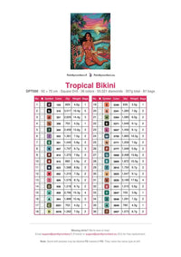 Thumbnail for Tropical Bikini timanttimaalauksen värikartta – 36 DMC-väriä