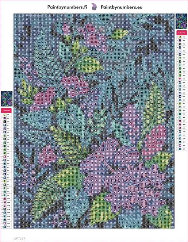 Tropical Foliage timanttimaalauksen liimapintainen canvas 30x40cm