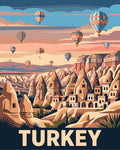 Thumbnail for Turkki travel poster numeromaalaus, kuumailmapallot ja maisema