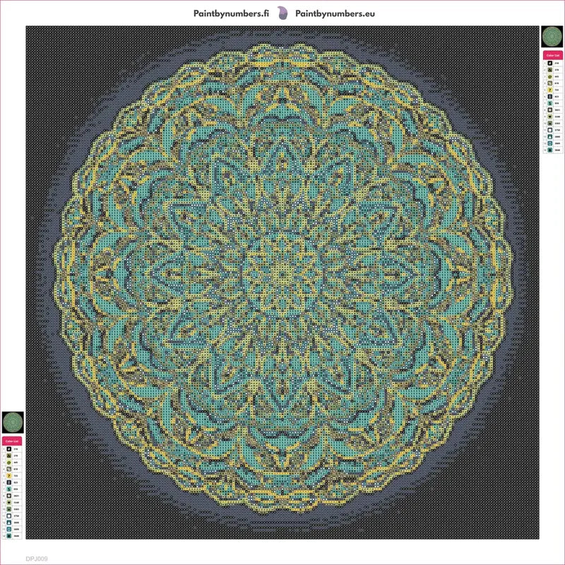 Turquoise Mandala timanttimaalauksen liimapintainen canvas 50x50cm