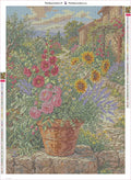 Thumbnail for Tuscan Garden Flower Pot timanttimaalauksen liimapintainen canvas 50x70cm