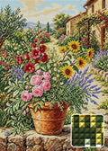 Thumbnail for Tuscan Garden Flower Pot, 50x70 cm timanttimaalaus – lopullisen kuvion esikatselu ja lähikuva neliönmuotoisista timanteista