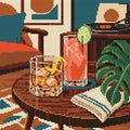Thumbnail for Two Cocktails and a Vinyl Evening, 30x30 cm timanttimaalaus – lopullisen kuvion esikatselu
