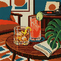 Thumbnail for Two Cocktails and a Vinyl Evening, 30x30 cm timanttimaalaus – koko kuvion esikatselu ilman lähikuvaa