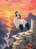 Thumbnail for Kaksi kurkea raunioilla auringonlaskussa numeromaalaus