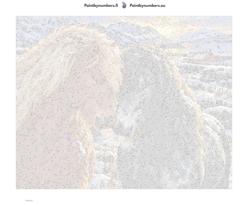 Numeromaalaus: Numeroitu kangas - Two Horses in the Snow 50x40cm