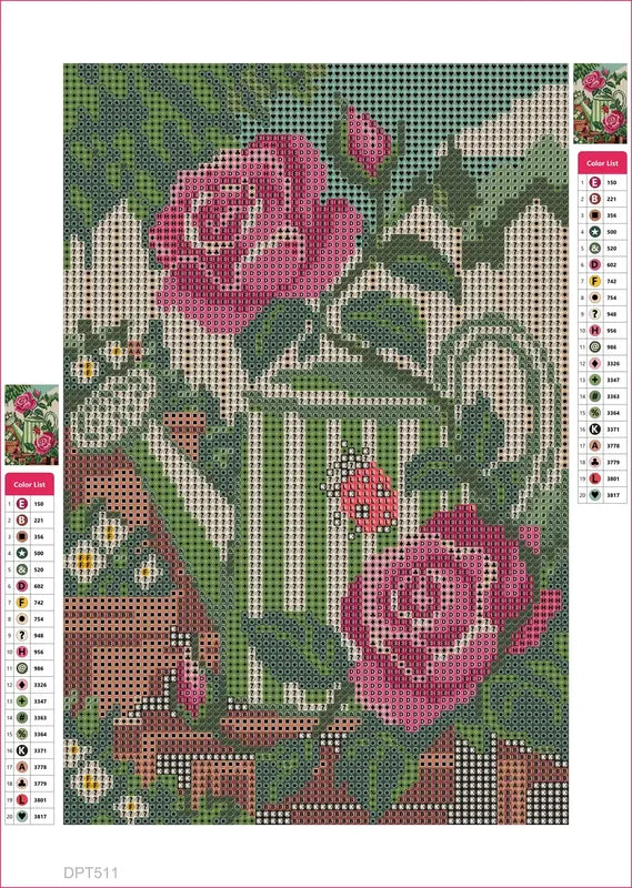 Two Roses and a Ladybird timanttimaalauksen liimapintainen canvas 20x30cm