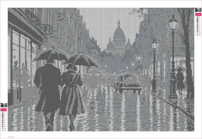 Umbrellas on a Rainy Paris Street timanttimaalauksen liimapintainen canvas 60x40cm
