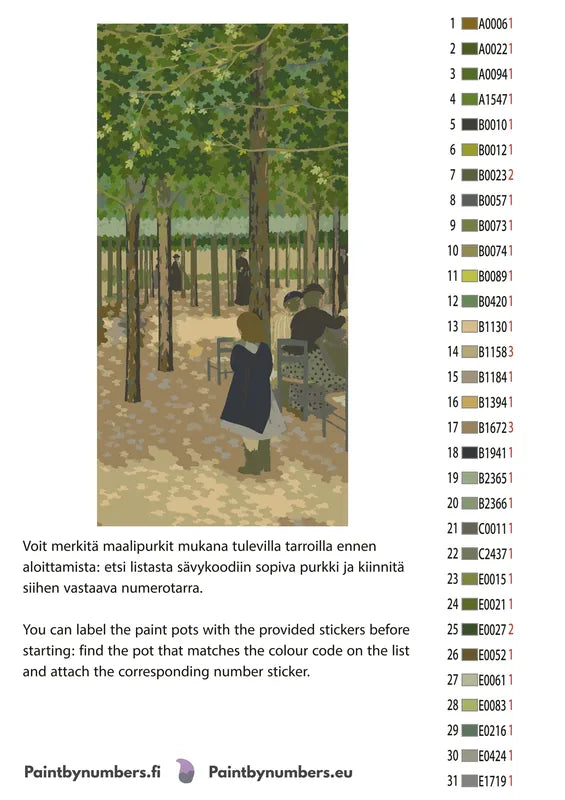 Värikartta ja ohjeet - Under the Trees from The Public Gardens 40x80cm
