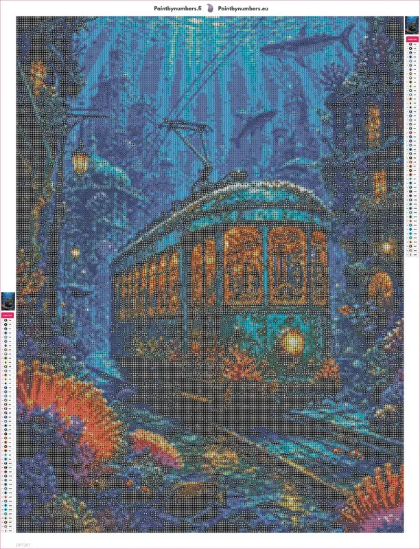 Underwater Tram timanttimaalauksen liimapintainen canvas 60x80cm