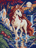 Thumbnail for Unicorn at the Crystal Ford, 30x40 cm timanttimaalaus – koko kuvion esikatselu ilman lähikuvaa