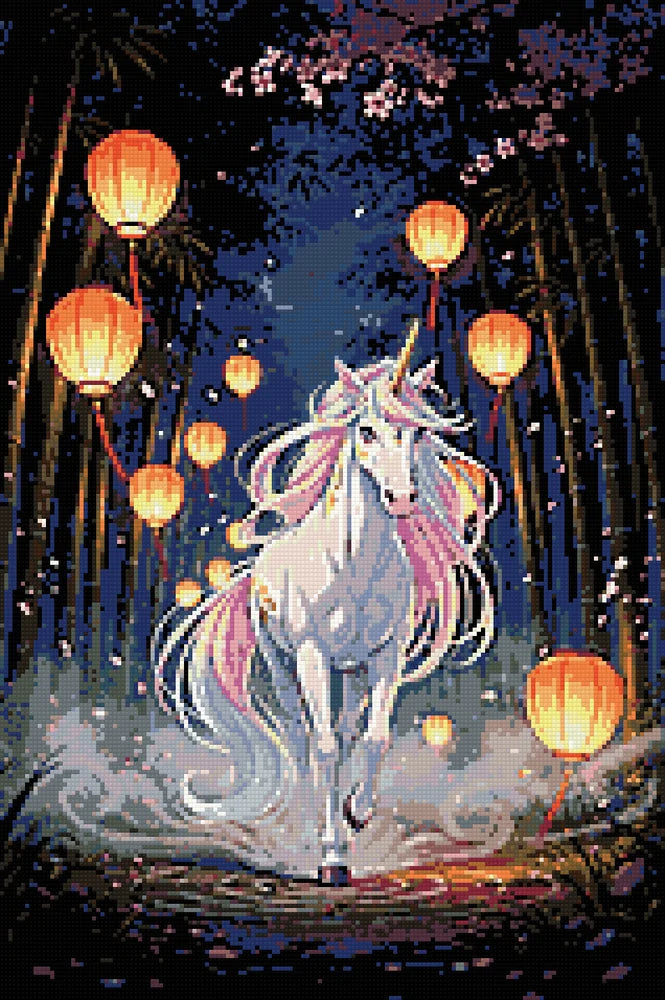 Timanttikuvio - Unicorn in Lantern Light