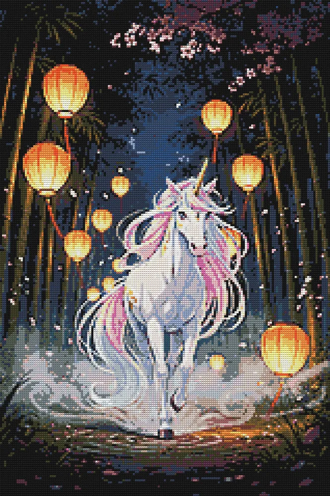 Timanttikuvio - Unicorn in Lantern Light