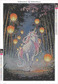 Thumbnail for Unicorn in Lantern Light timanttimaalauksen liimapintainen canvas 40x60cm