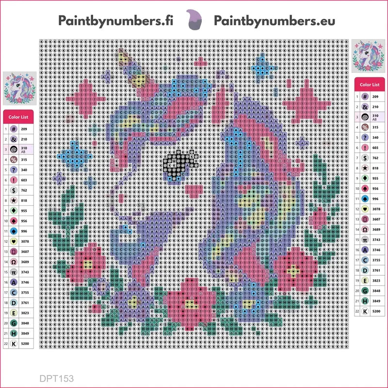 Unicorn Portrait timanttimaalauksen liimapintainen canvas 20x20cm