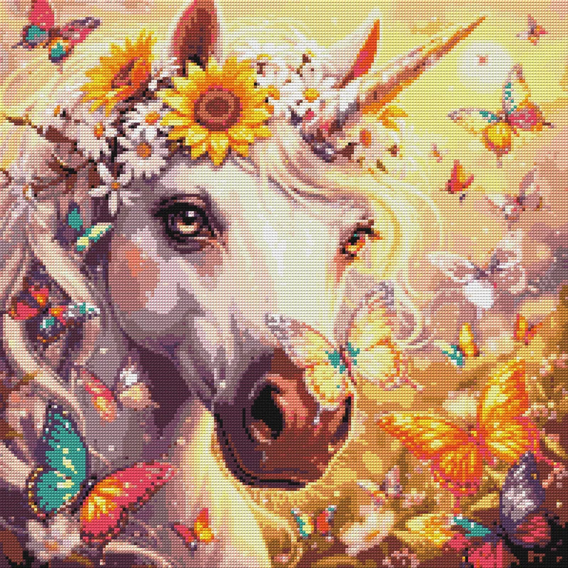 Timanttikuvio - Unicorn with Butterflies