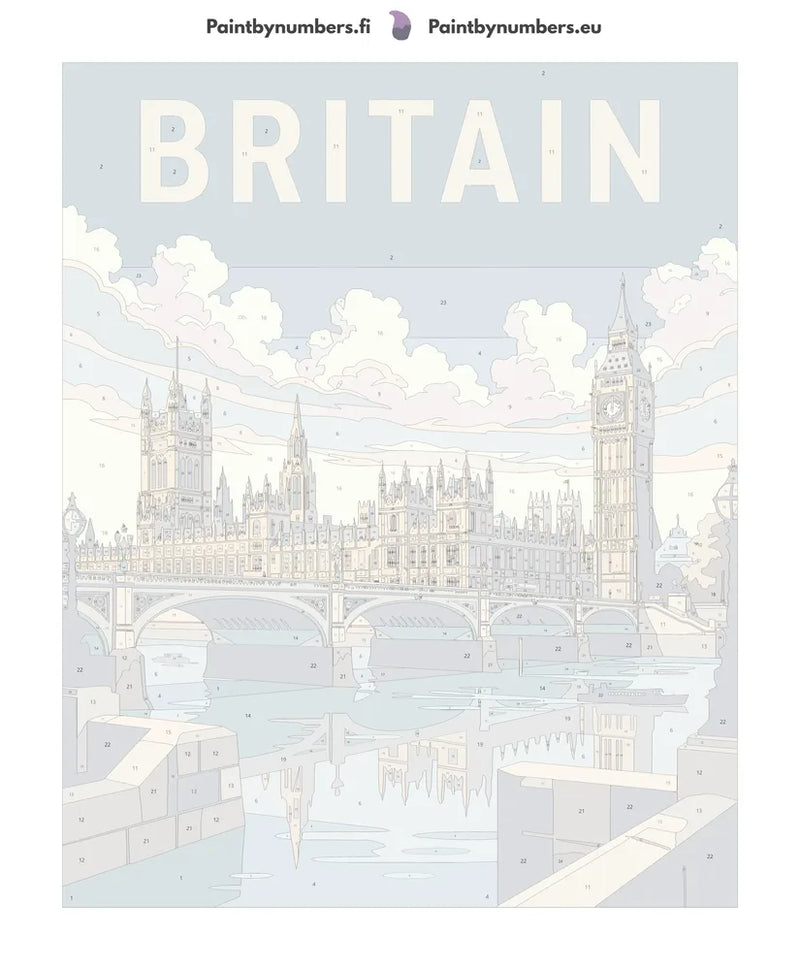 Numeroitu kangas - United Kingdom Travel Poster 40x50cm