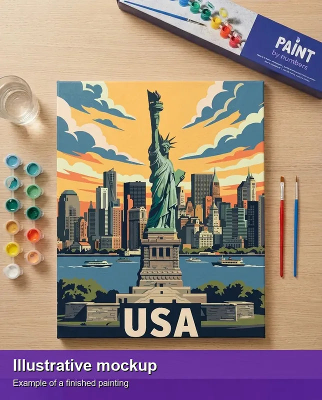 Valmiin numeromaalauksen havainnekuva - United States Travel Poster 40x50cm