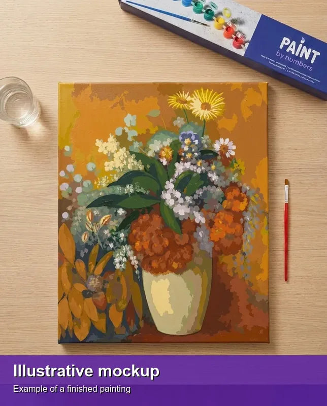 Valmiin numeromaalauksen havainnekuva - Vase of Flowers 40x50cm