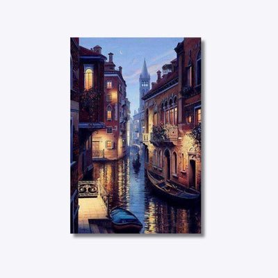 Venetian Nocturne timanttimaalaus Venetsian kanaalinäkymä