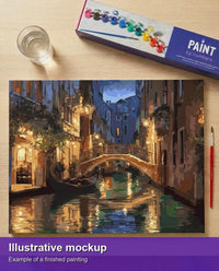 Thumbnail for Valmiin numeromaalauksen havainnekuva - Venice Night Canal 50x40cm