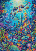 Thumbnail for Vibrant Underwater Fantasy World, 50x70 cm timanttimaalaus – koko kuvion esikatselu ilman lähikuvaa