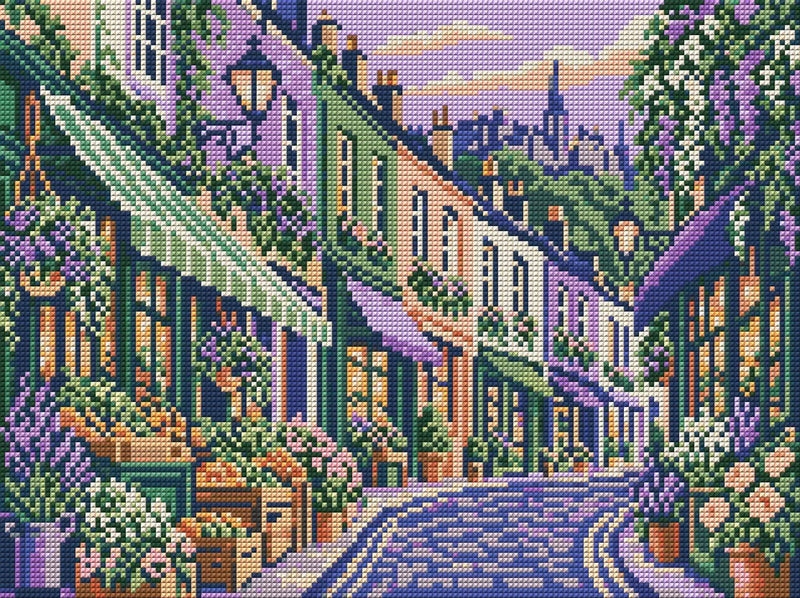 Victoria Street Market Morning, 40x30 cm timanttimaalaus – koko kuvion esikatselu ilman lähikuvaa