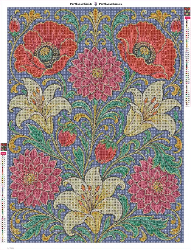 Victorian Botanical timanttimaalauksen liimapintainen canvas 60x80cm