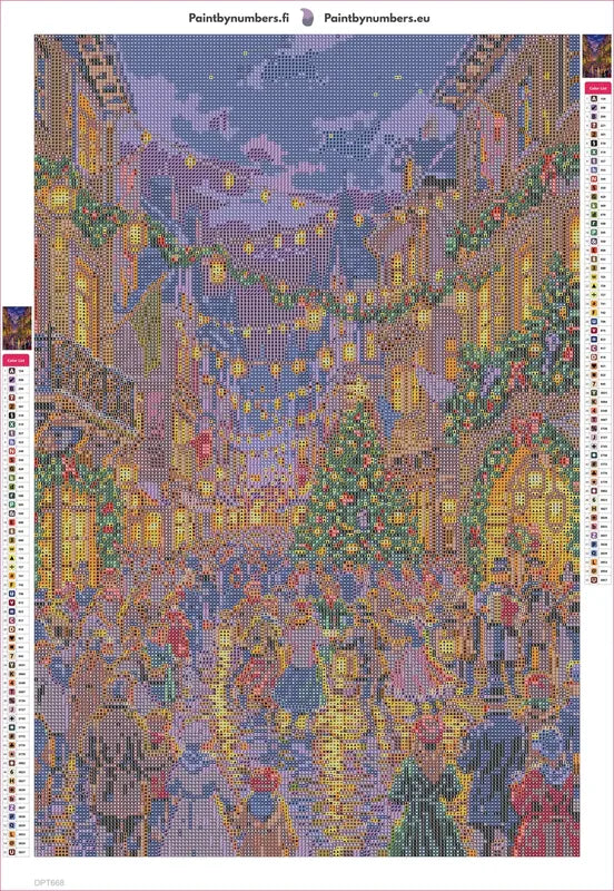 Victorian Christmas Street Festival timanttimaalauksen liimapintainen canvas 40x60cm