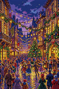 Thumbnail for Victorian Christmas Street Festival, 40x60 cm timanttimaalaus – koko kuvion esikatselu ilman lähikuvaa