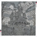 Thumbnail for Victorian Mansion with Bats in Black and White timanttimaalauksen liimapintainen canvas 60x60cm