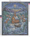 Thumbnail for Village Winter Night timanttimaalauksen liimapintainen canvas 40x50cm