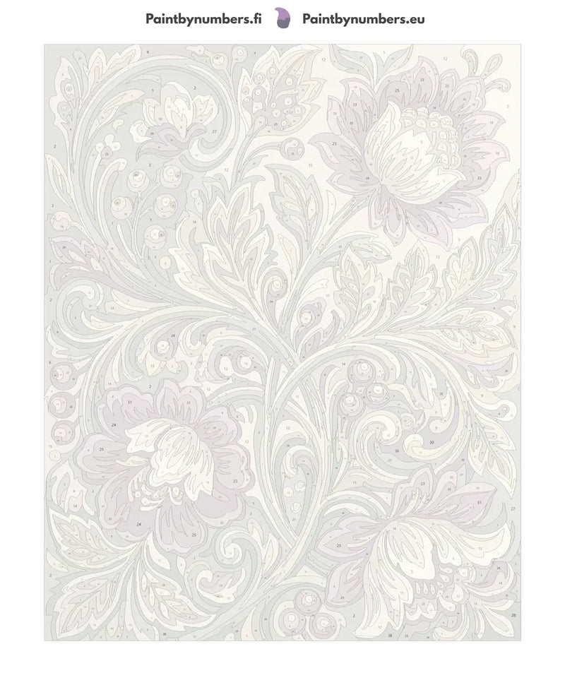 Numeroitu kangas - Vintage Floral Pattern 40x50cm