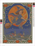 Thumbnail for Vintage Postcard Witch Over the Village timanttimaalauksen liimapintainen canvas 30x40cm