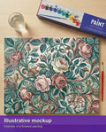 Thumbnail for Valmiin numeromaalauksen havainnekuva - Vintage Roses and Leaves 50x40cm