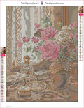 Thumbnail for Vintage Vanity Floral Still Life timanttimaalauksen liimapintainen canvas 30x40cm
