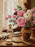 Thumbnail for Vintage Vanity Floral Still Life, 30x40 cm timanttimaalaus – koko kuvion esikatselu ilman lähikuvaa