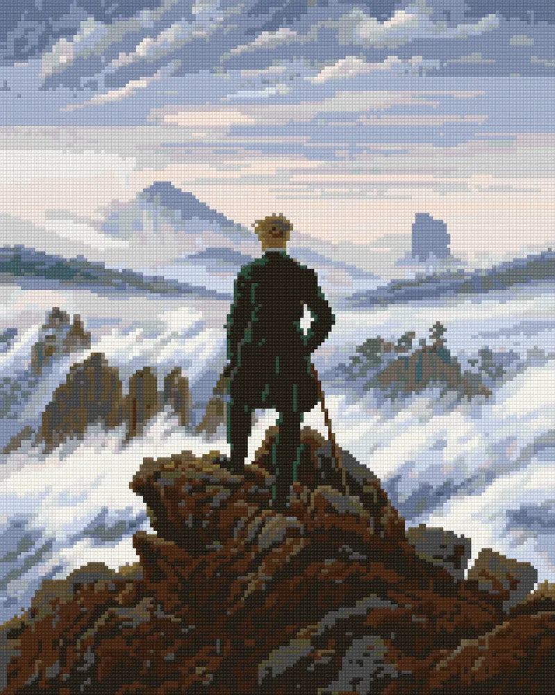 Wanderer above the Sea of Fog by Caspar David Friedrich, 40x50 cm timanttimaalaus – lopullisen kuvion esikatselu
