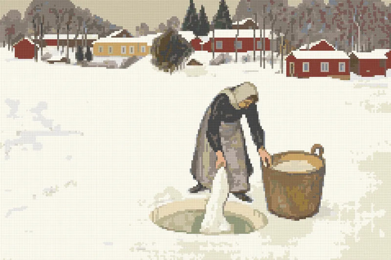 Washing on the Ice by Halonen, 60x40 cm timanttimaalaus – lopullisen kuvion esikatselu