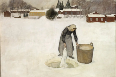 Washing on the Ice by Halonen, 60x40 cm timanttimaalaus – alkuperäinen kuva, josta kuvio on tehty
