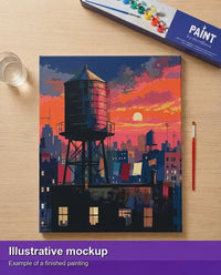Thumbnail for Valmiin numeromaalauksen havainnekuva - Water Tower at Sunset 40x50cm