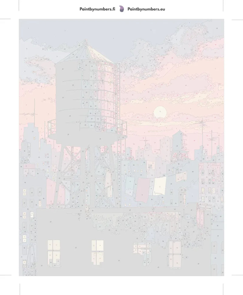 Numeroitu kangas - Water Tower at Sunset 40x50cm