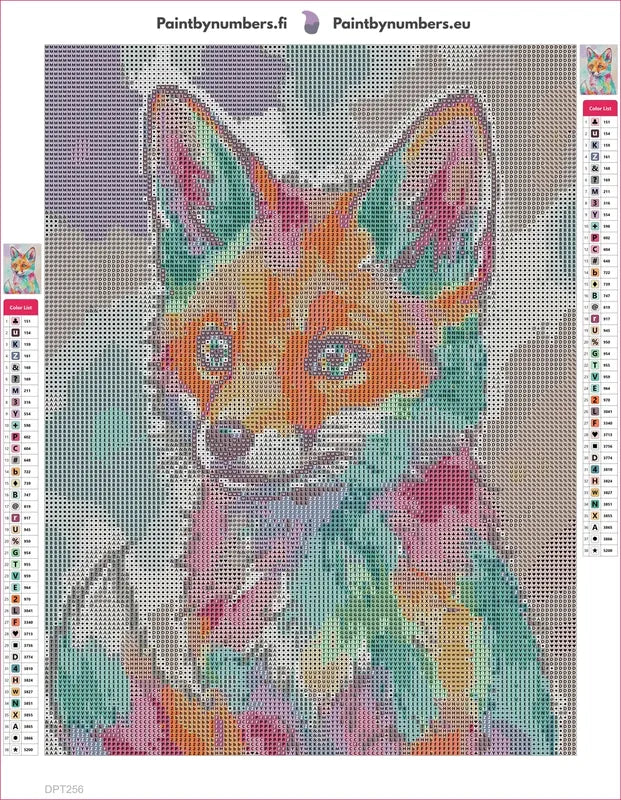 Watercolor Fox timanttimaalauksen liimapintainen canvas 30x40cm