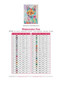 Thumbnail for Watercolor Fox timanttimaalauksen värikartta – 38 DMC-väriä