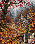 Thumbnail for Waxwings in Autumn Forest, 40x50 cm timanttimaalaus – lopullisen kuvion esikatselu ja lähikuva neliönmuotoisista timanteista