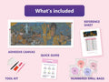 Thumbnail for Where Do We Come From 105x40cm timanttimaalauspaketin sisalto: liimapintainen canvas, varikartta, tyokalut ja timanttipussit