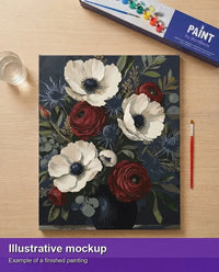 Thumbnail for Valmiin numeromaalauksen havainnekuva - White Anemones and Red Roses 40x50cm