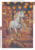 Thumbnail for White Horse in Festival timanttimaalauksen liimapintainen canvas 40x60cm