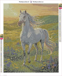 Thumbnail for White Horse in Meadow timanttimaalauksen liimapintainen canvas 40x50cm